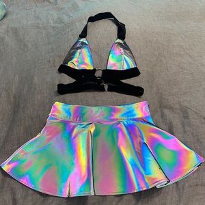 iHeartRaves Rainbow Reflective 2-piece set, Small. Worn once like new condition!
